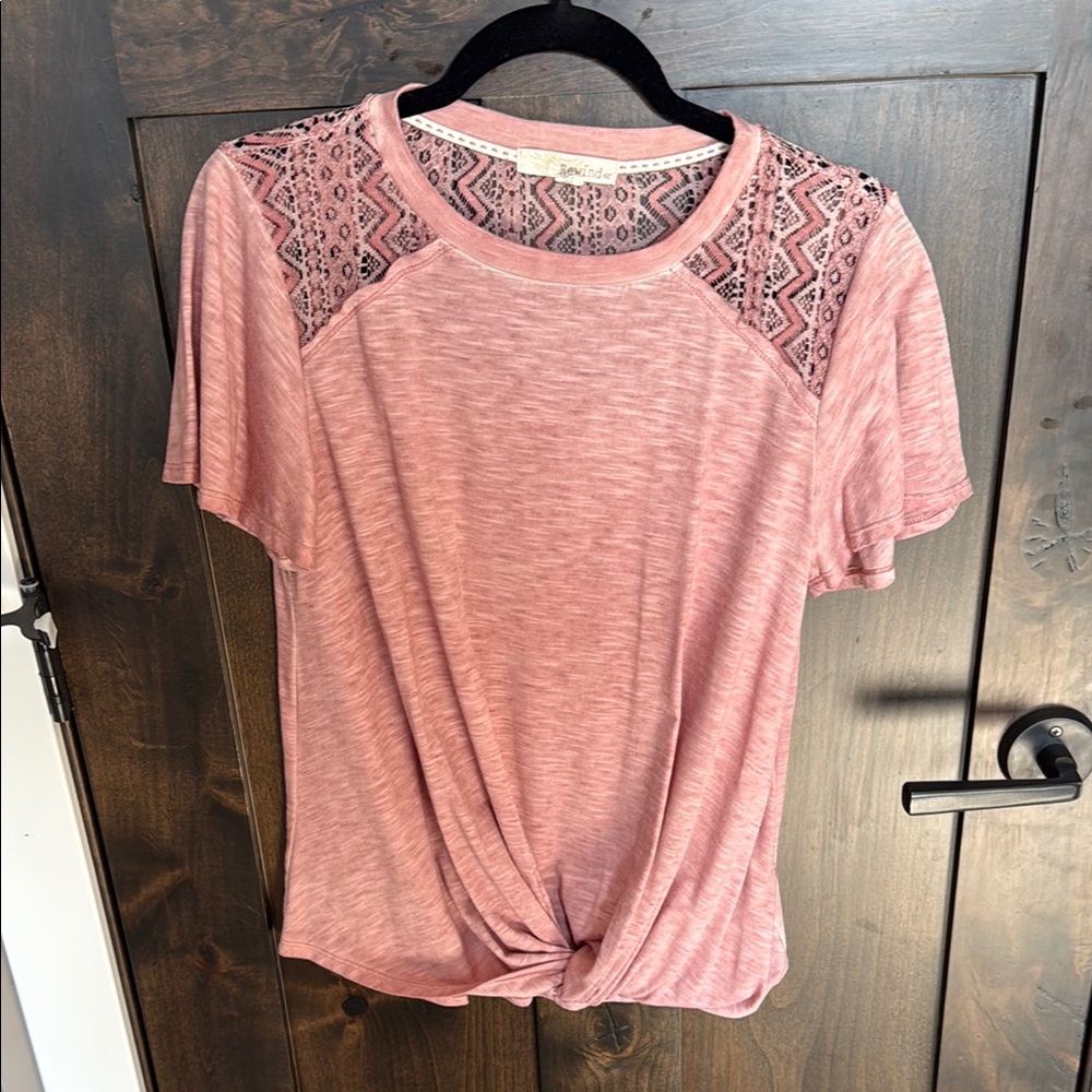 Pink Lace Detail Women's Top